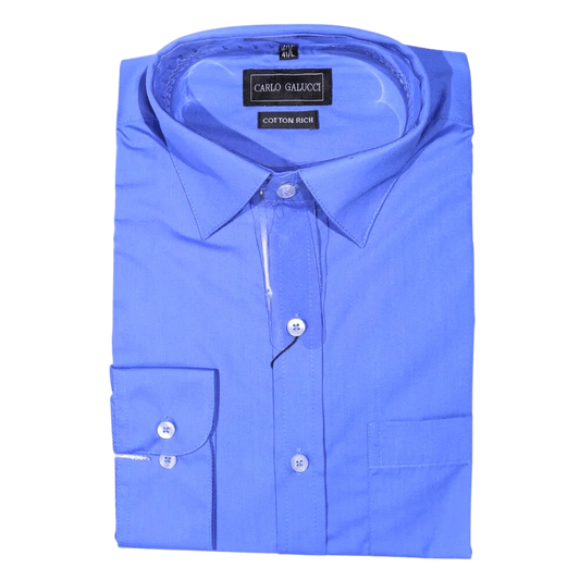 Men's Carlo Galucci Long Sleeve Cotton Rich Formal Dress Shirt in Royal Blue (802) - available in-store, 337 Monty Naicker Street, Durban CBD or online at Omar's Tailors & Outfitters online store.   A men's fashion curation for South African men - established in 1911.