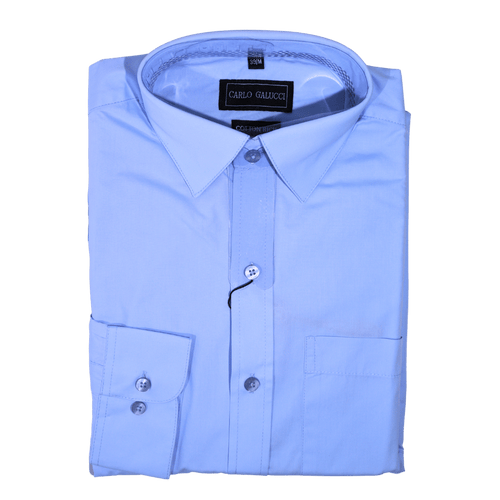Men's Carlo Galucci Long Sleeve Shirt in Sky (802) - available in-store, 337 Monty Naicker Street, Durban CBD or online at Omar's Tailors & Outfitters online store. A men's fashion curation for South African men - established in 1911.