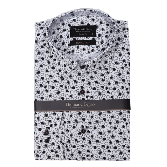 Men's 100% Cotton Thomas & Benno Long Sleeve Formal Shirt with Collar in White (2088) available in-store, 337 Monty Naicker Street, Durban CBD or online at Omar's Tailors & Outfitters online store.   A men's fashion curation for South African men - established in 1911.