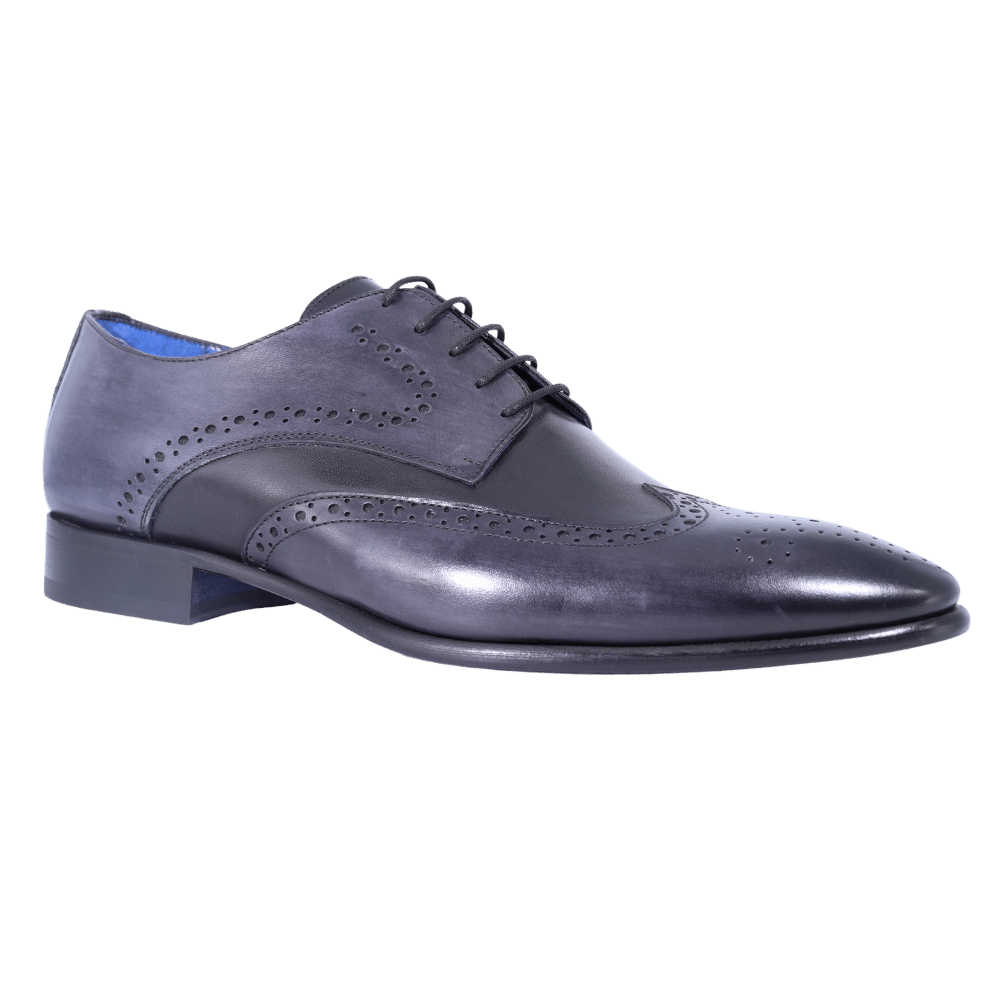 Aliverti Derby Lace-Up - Nero & Fumo (Genuine Leather Upper & Sole)