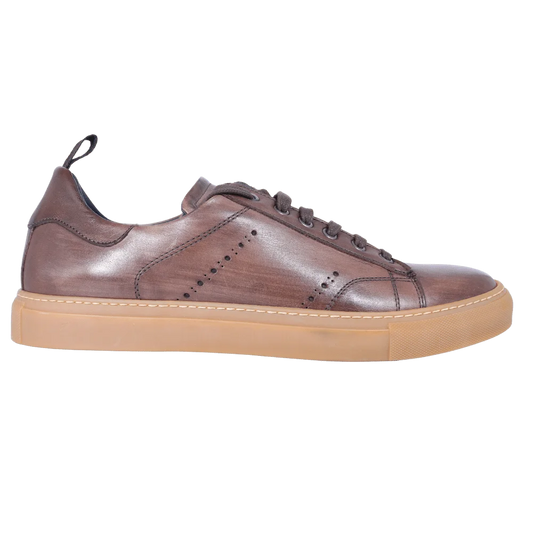 Aliverti Lace-Up Sneaker - Tortora (Genuine Leather Upper & Sole)