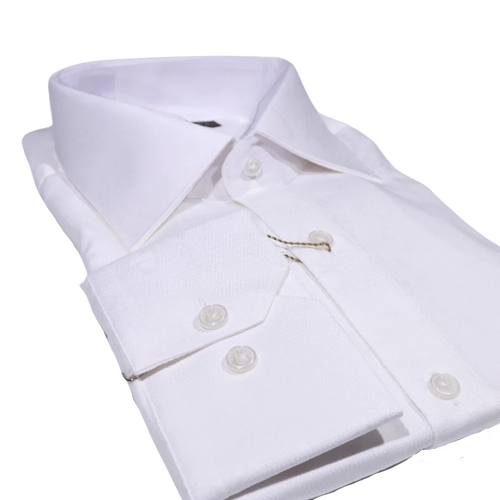 Men's Bagozza Long Sleeve Formal Shirt in White (1830) available in-store, 337 Monty Naicker Street, Durban CBD or online at Omar's Tailors & Outfitters online store.   A men's fashion curation for South African men - established in 1911.