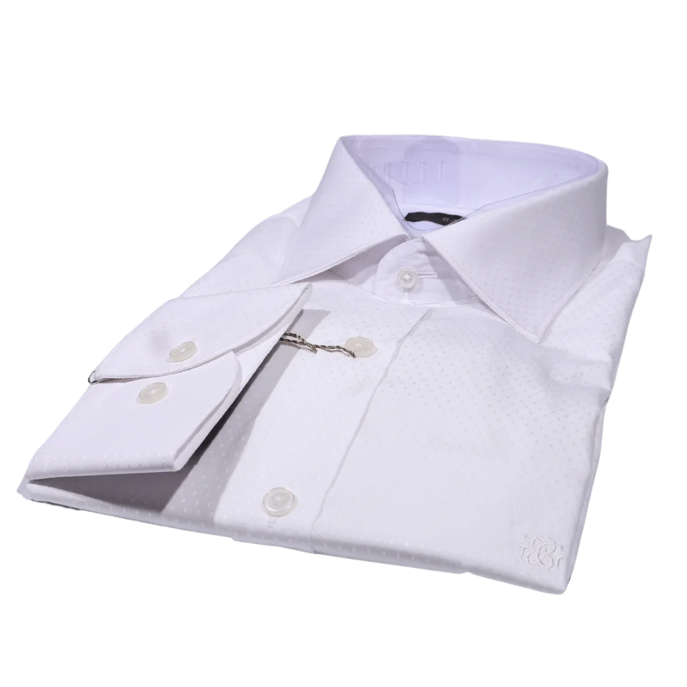 Men's Bagozza Long Sleeve Formal Shirt in White (1924) available in-store, 337 Monty Naicker Street, Durban CBD or online at Omar's Tailors & Outfitters online store.   A men's fashion curation for South African men - established in 1911.