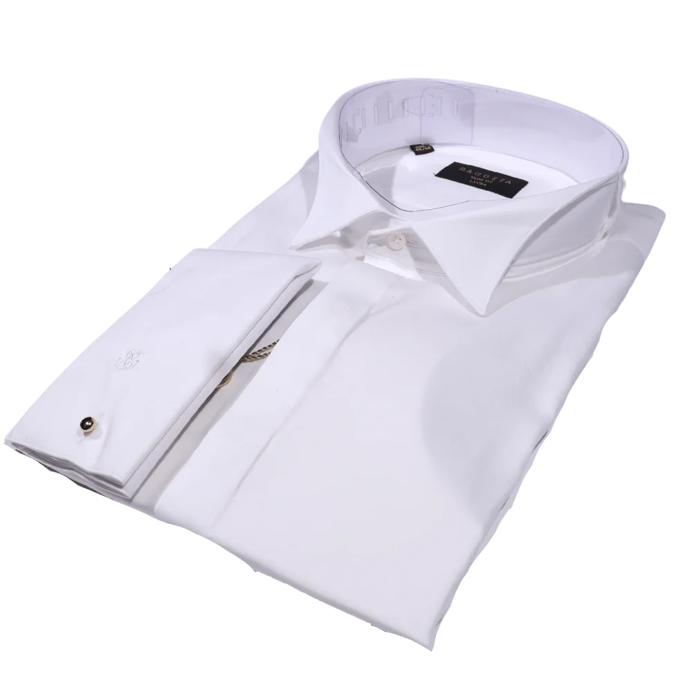 Bagozza Slim Fit Lycra Long Sleeve Formal Shirt in White (2951) available in-store, 337 Monty Naicker Street, Durban CBD or online at Omar's Tailors & Outfitters online store.   A men's fashion curation for South African men - established in 1911.