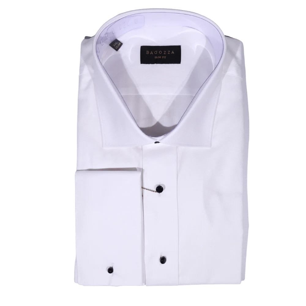 Men's Bagozza Long Sleeve Formal Shirt in White (3119) available in-store, 337 Monty Naicker Street, Durban CBD or online at Omar's Tailors & Outfitters online store.   A men's fashion curation for South African men - established in 1911.