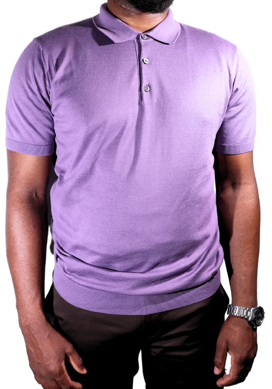 Men's Bagozza 100% cotton short sleeve golf shirt with ribbing in lilac (6296) - available in-store, 337 Monty Naicker Street, Durban CBD or online at Omar's Tailors & Outfitters online store.   A men's fashion curation for South African men - established in 1911.