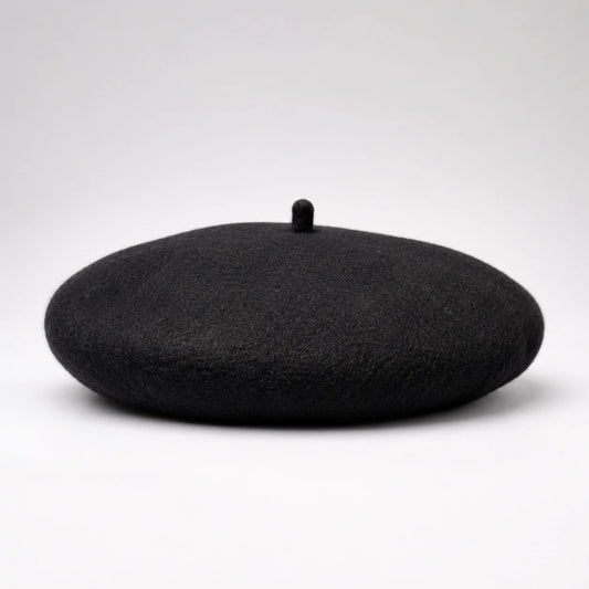 Black beret on a white background