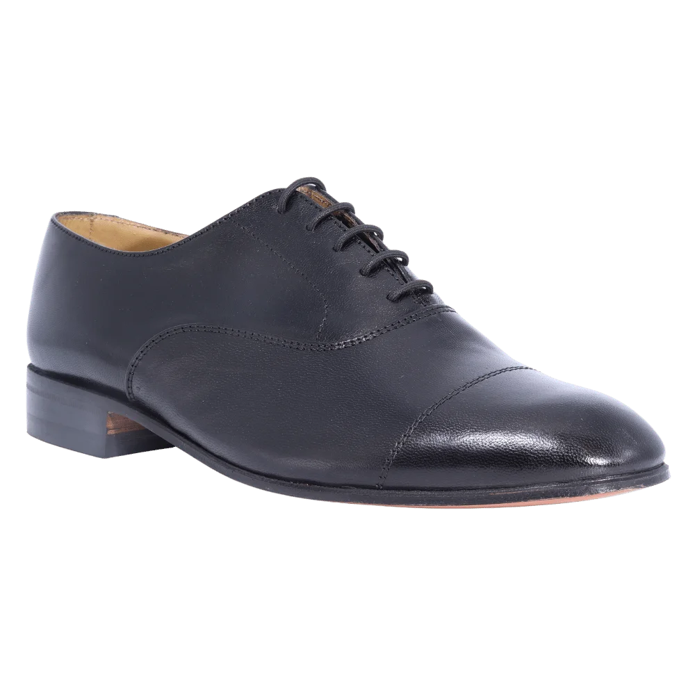 Crockett & Jones Toe Cap - Black Lace-Up (Genuine Leather Upper and Sole)