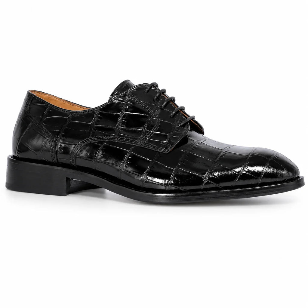 Men’s Carli black genuine leather formal Oxford shoe — toe out view