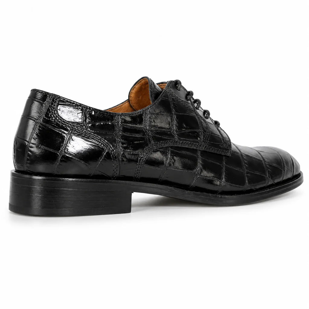 Men’s Carli black genuine leather formal Oxford shoe — back view