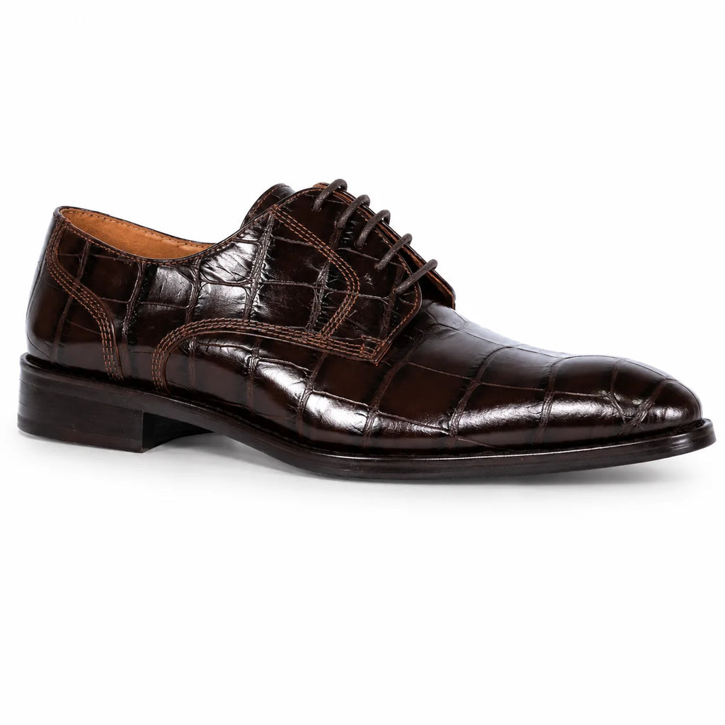 Men’s Carli brown genuine leather formal Oxford shoe — toe out view