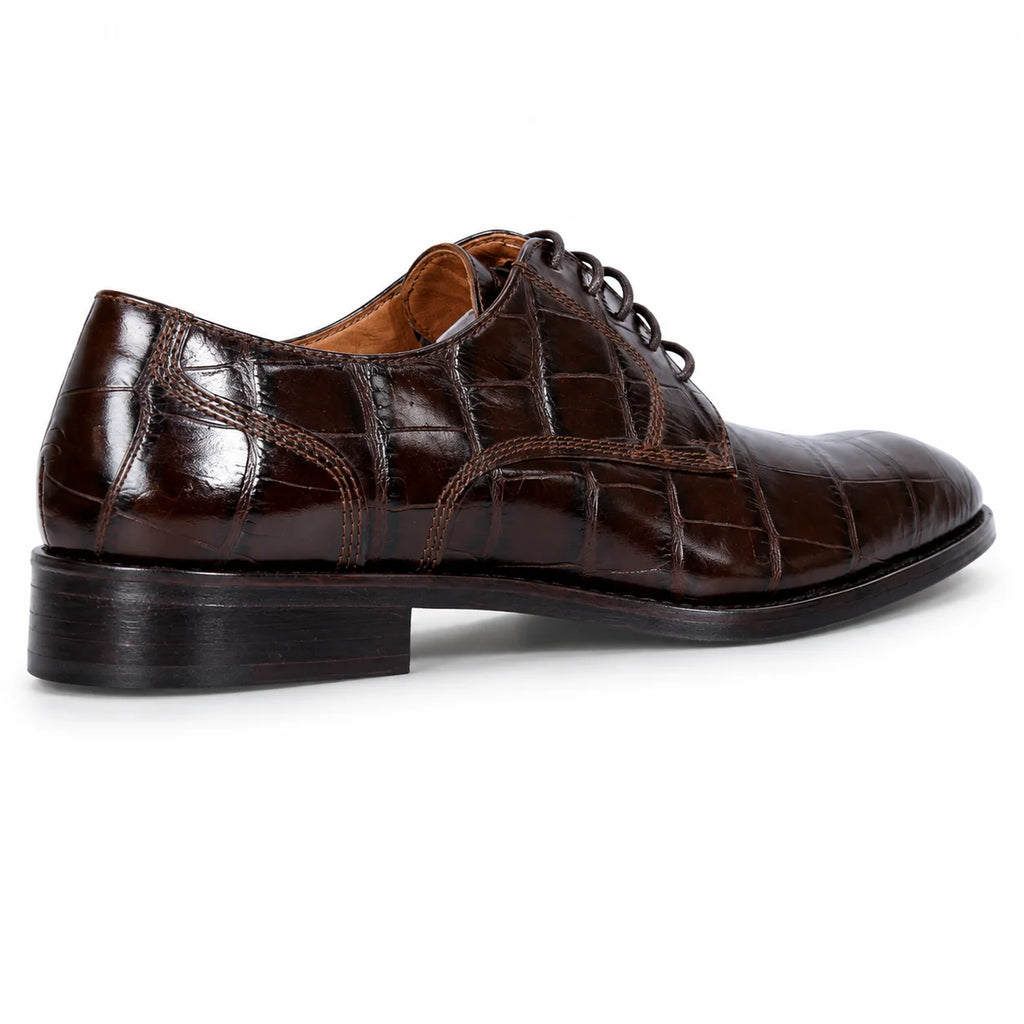 Men’s Carli brown genuine leather formal Oxford shoe — back view