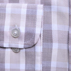 Shop the Carlo Galucci Italia Cotton Rich Shirt with a stylish taupe-check pattern and classic fit. Perfect for any occasion, available in-store at 337 Monty Naicker Street, Durban Central, or online at www.omarstailors.com.