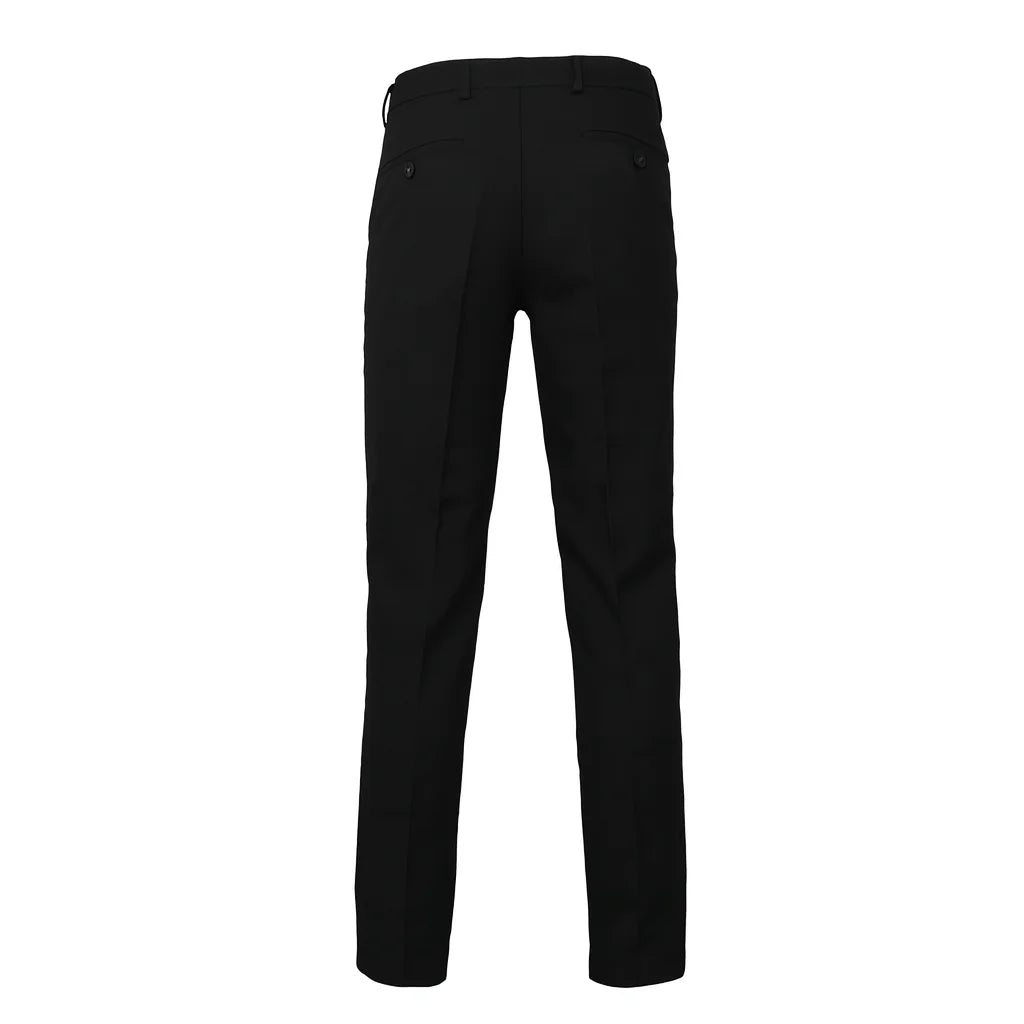 Men's Carlo Galucci Flat Front Trouser in Black (315) - available in-store, 337 Monty Naicker Street, Durban CBD or online at Omar's Tailors & Outfitters online store. 

A men's fashion curation for South African men - established in 1911.