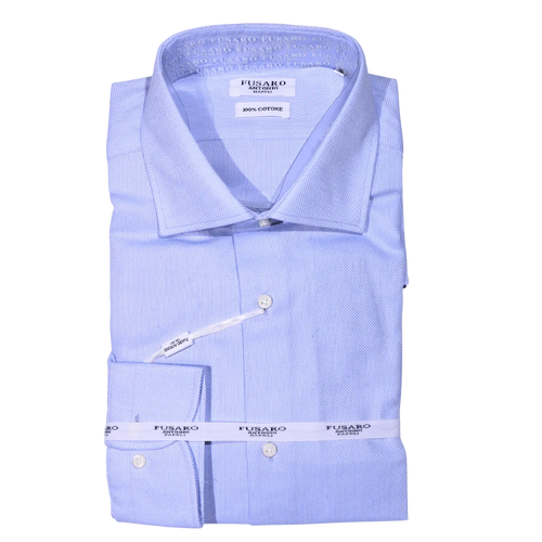Men's Fusaro Long Sleeve Formal Shirt in Blue (17009) available in-store, 337 Monty Naicker Street, Durban CBD or online at Omar's Tailors & Outfitters online store.   A men's fashion curation for South African men - established in 1911.
