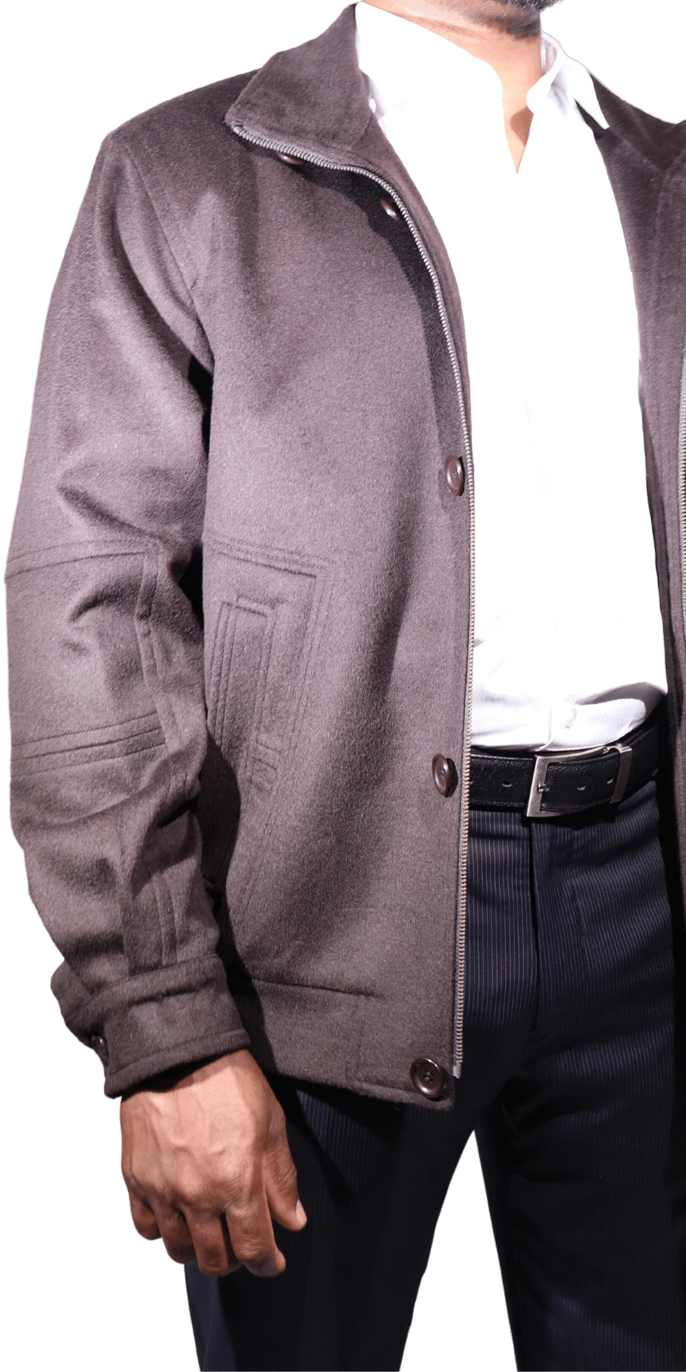 Men's Durburg Harry Cashmere & Wool Zip-up Jacket in Brown is available in-store, 337 Monty Naicker Street, Durban CBD or online at Omar's Tailors & Outfitters online store.   A men's fashion curation for South African men - established in 1911.