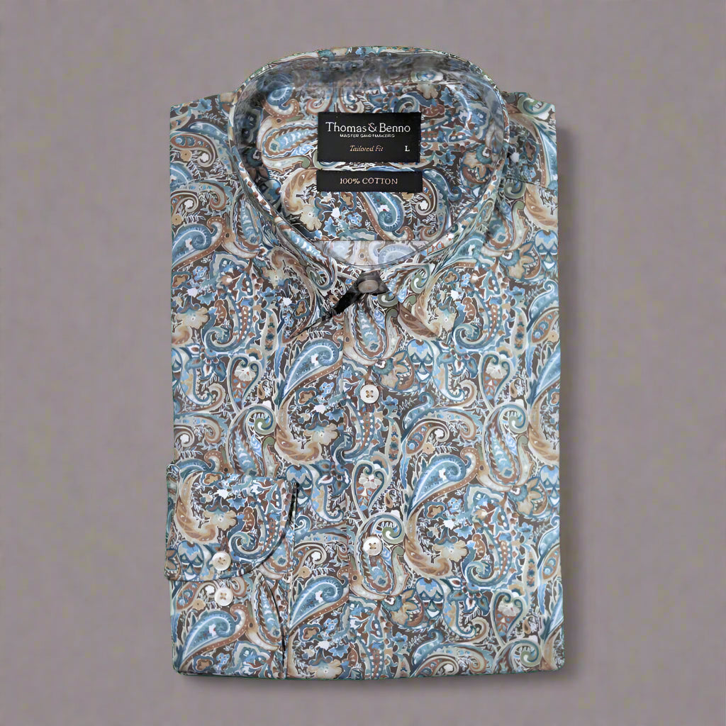 Men's 100% Cotton Thomas Benno Long Sleeve Formal Shirt in Brown (3374) available in-store, 337 Monty Naicker Street, Durban CBD or online at Omar's Tailors & Outfitters online store. 

A men's fashion curation for South African men - established in 1911.