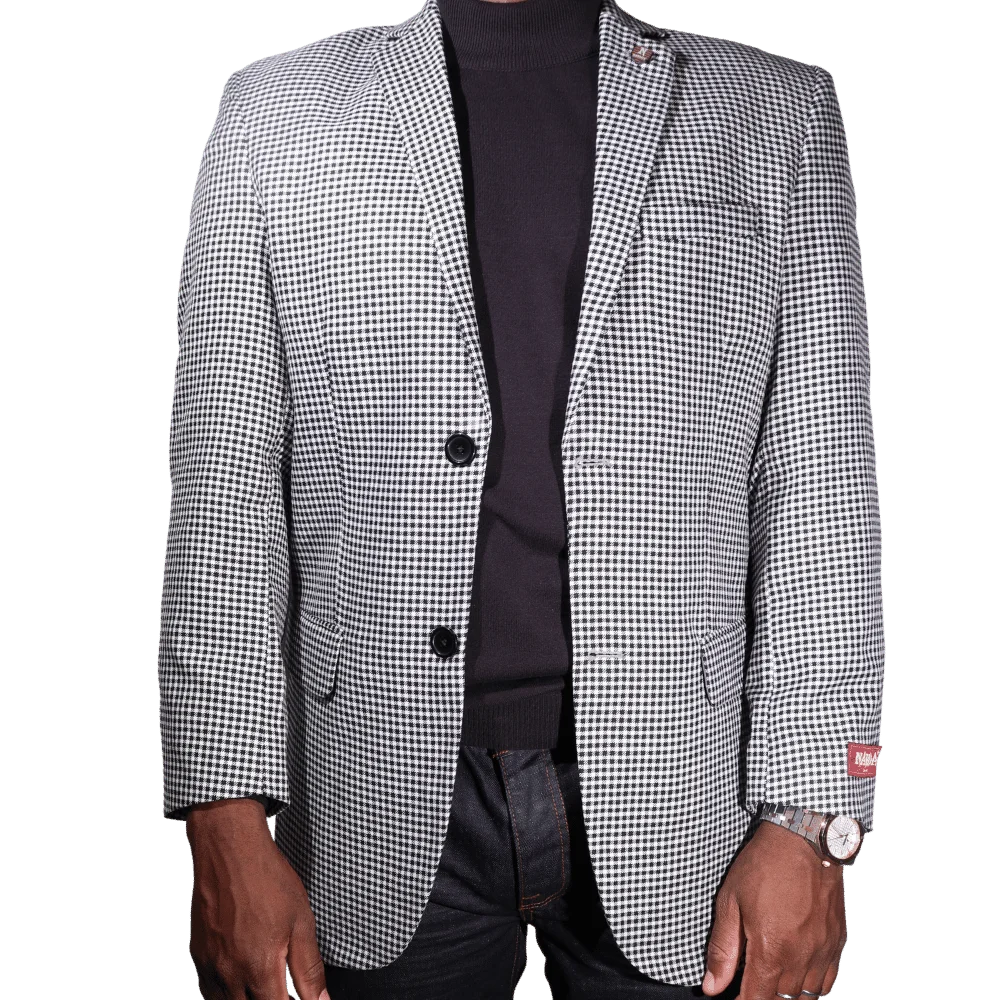 Men's Navada Clothing Sports Coat in Black & White Check (412) - available in-store, 337 Monty Naicker Street, Durban CBD or online at Omar's Tailors & Outfitters online store.   A men's fashion curation for South African men - established in 1911.