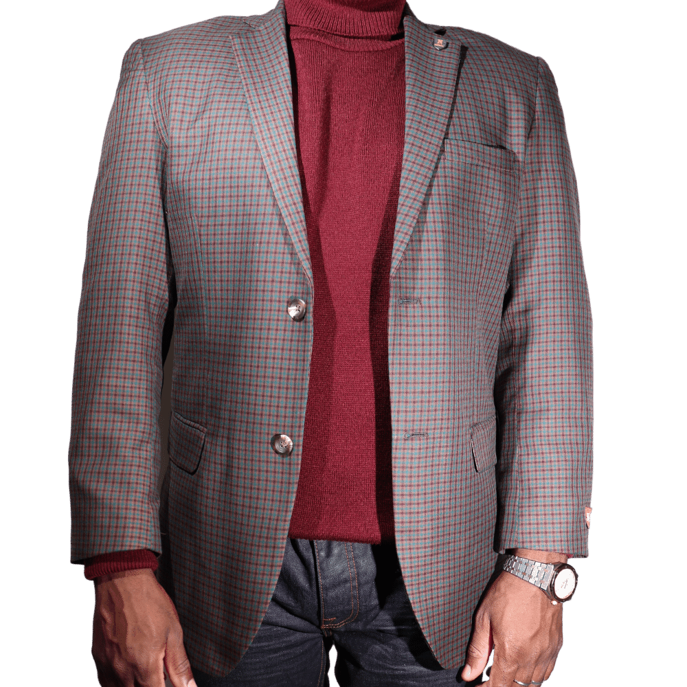 Men's Navada Clothing Sports Coat in Maroon & Teal Check (609) - available in-store, 337 Monty Naicker Street, Durban CBD or online at Omar's Tailors & Outfitters online store.   A men's fashion curation for South African men - established in 1911.