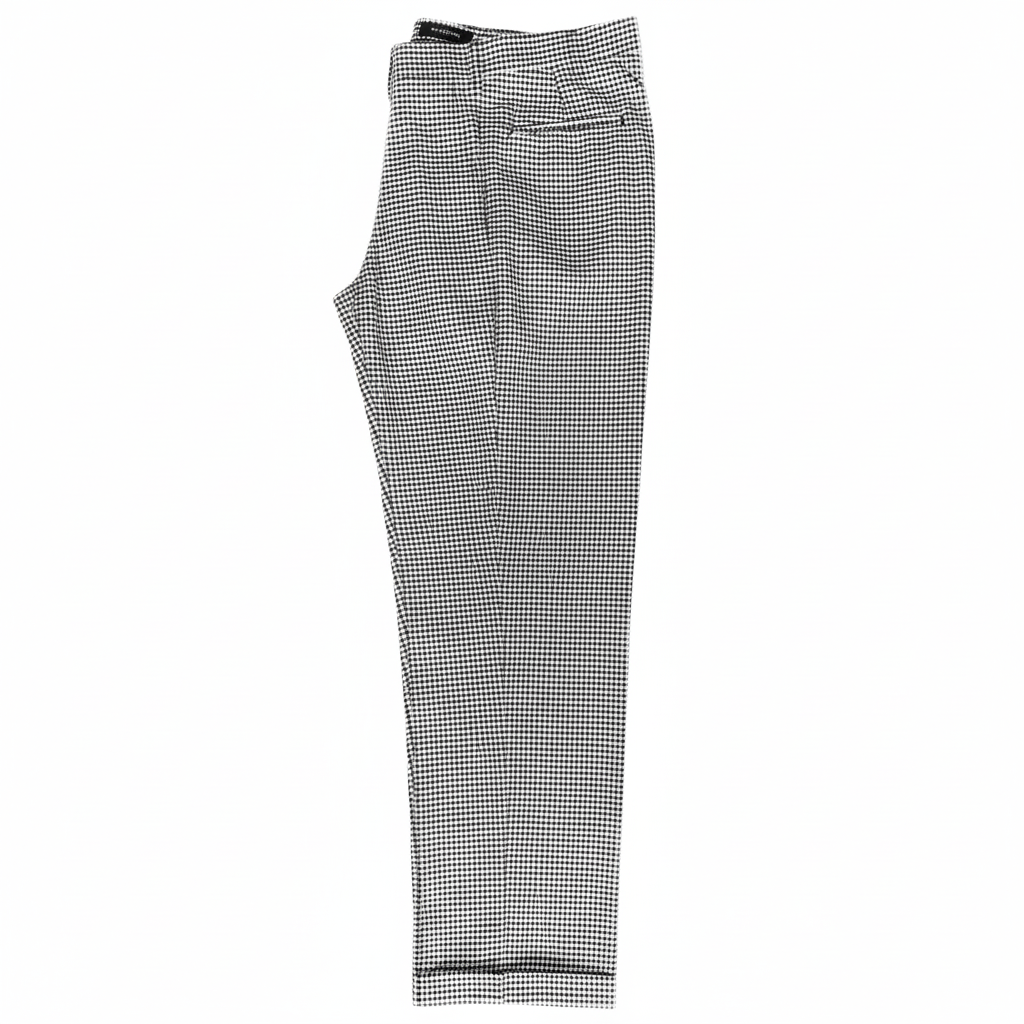 Navada flat front trousers in black and white available at Omar's Tailors & Outfitters, in-store or online.