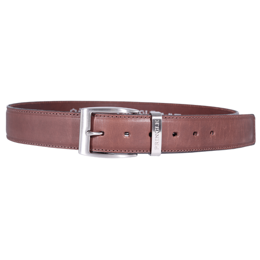 Men's Pringle Oriano Leather Belt in Light Brown made from genuine leather is the perfect, premium quality essential for any golfer boasting a large silver buckle and visible Pringle branding available in-store at 337 Monty Naicker Street, Durban or online at www.omarstailors.com