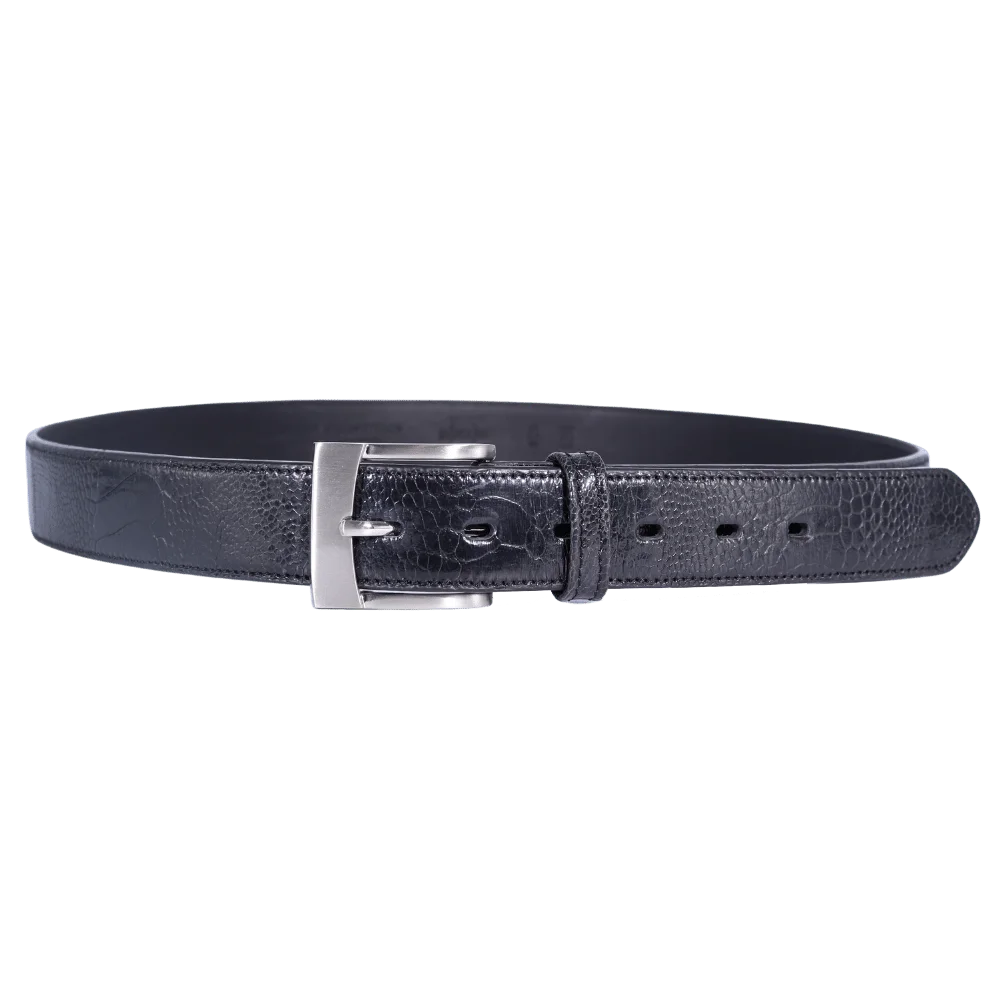 Men's Saddler Genuine Ostrich Shin Belt in Black (5965) is available in-store, 337 Monty Naicker Street, Durban CBD or at Omar's Tailors & Outfitters online store.   A men's fashion curation for South African men - established in 1911.