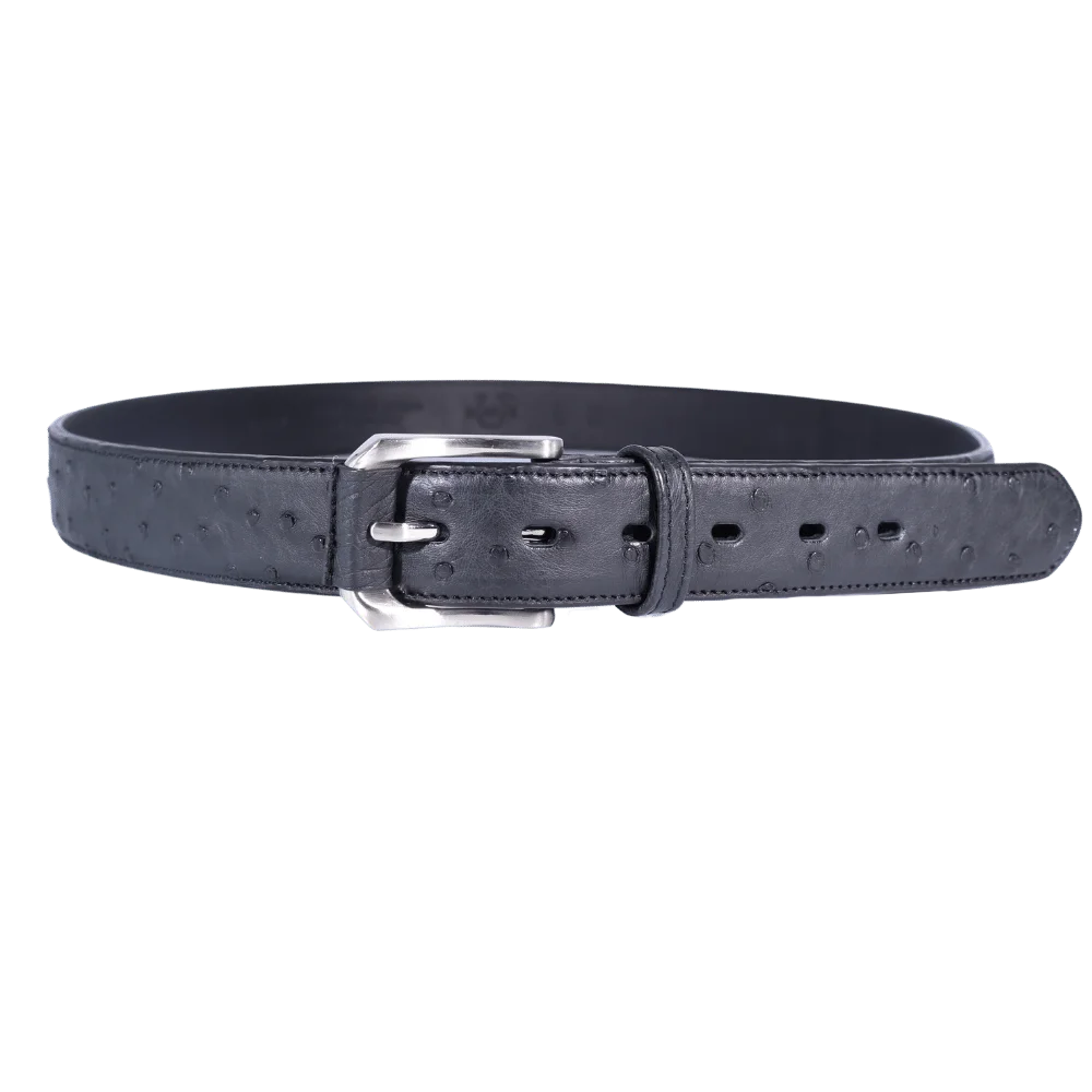 Men's Genuine Leather Backer Ostrich Quill 35mm Sadller Belt in Black (7877) is available in-store, 337 Monty Naicker Street, Durban CBD or at Omar's Tailors & Outfitters online store.   A men's fashion curation for South African men - established in 1911.