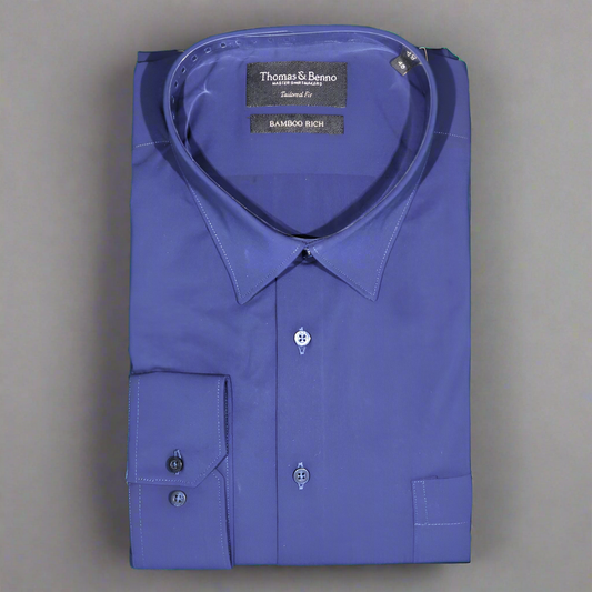 Men's Bamboo Rich Thomas Benno Long Sleeve Formal Shirt in Navy (2560) available in-store, 337 Monty Naicker Street, Durban CBD or online at Omar's Tailors & Outfitters online store. 