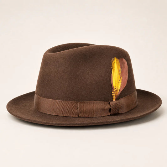 Men's Trilby Fedora Hat in Brown