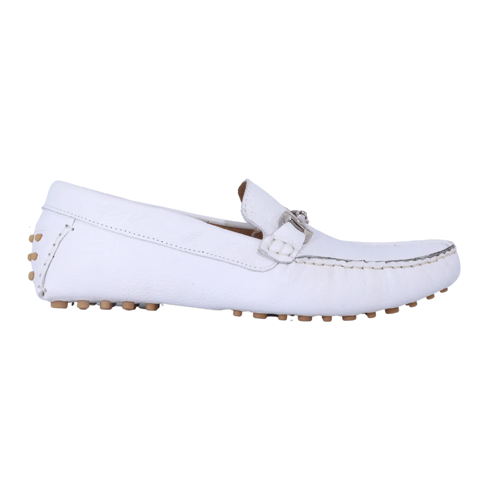 Men's Aliverti Driver Moccasin Slip-on in White Leather - Smart Casual Dress Shoe (U512) available in-store, 337 Monty Naicker Street, Durban CBD or online at Omar's Tailors & Outfitters online store.   A men's fashion curation for South African men - established in 1911.