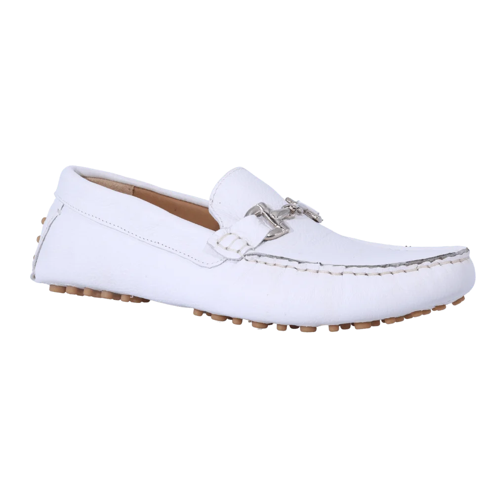 Men's Aliverti Driver Moccasin Slip-on in White Leather - Smart Casual Dress Shoe (U512) available in-store, 337 Monty Naicker Street, Durban CBD or online at Omar's Tailors & Outfitters online store.   A men's fashion curation for South African men - established in 1911.