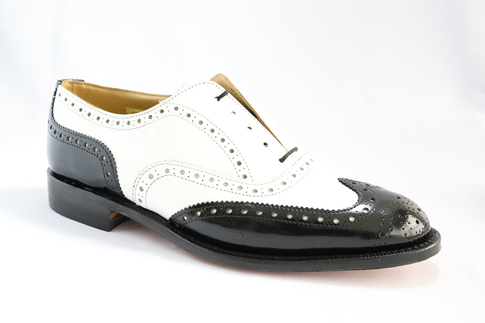 Crockett & Jones Oxford Cobbler Brogue - Black and White Lace-Up (Genuine Leather Upper and Sole)