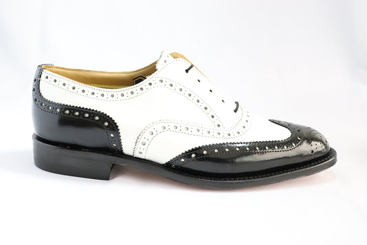 Crockett & Jones Oxford Cobbler Brogue - Black and White Lace-Up (Genuine Leather Upper and Sole)