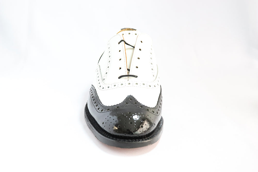Crockett & Jones Oxford Cobbler Brogue - Black and White Lace-Up (Genuine Leather Upper and Sole)