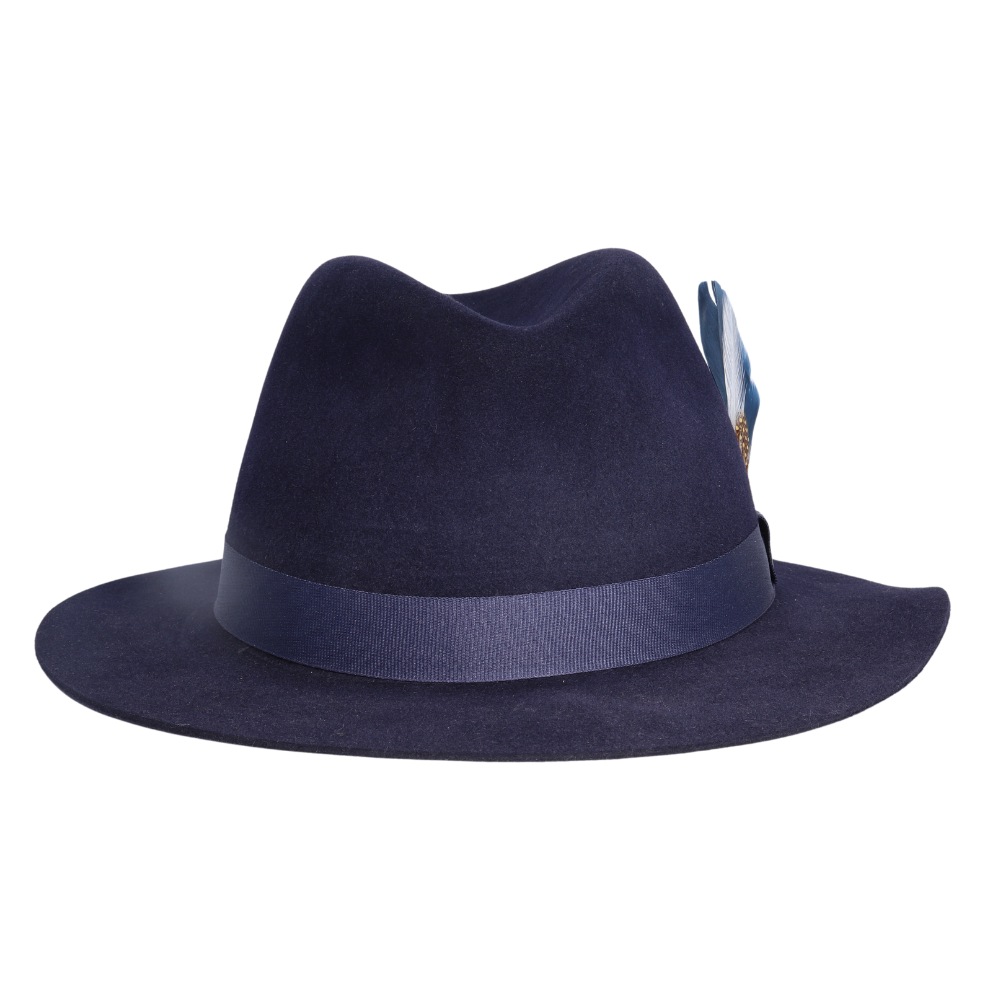 The Men's Dobbs Fur Felt Hat with the narrow brim in Navy is a classic fur felt hat with a unique look and design. Find out more about the Men's Dobbs Fur Felt Hat in Navy and get your classic hat today! Available in-store, 337 Monty Naicker Street, Durban CBD or online at Omar's Tailors & Outfitters online store with FREE delivery in South Africa.