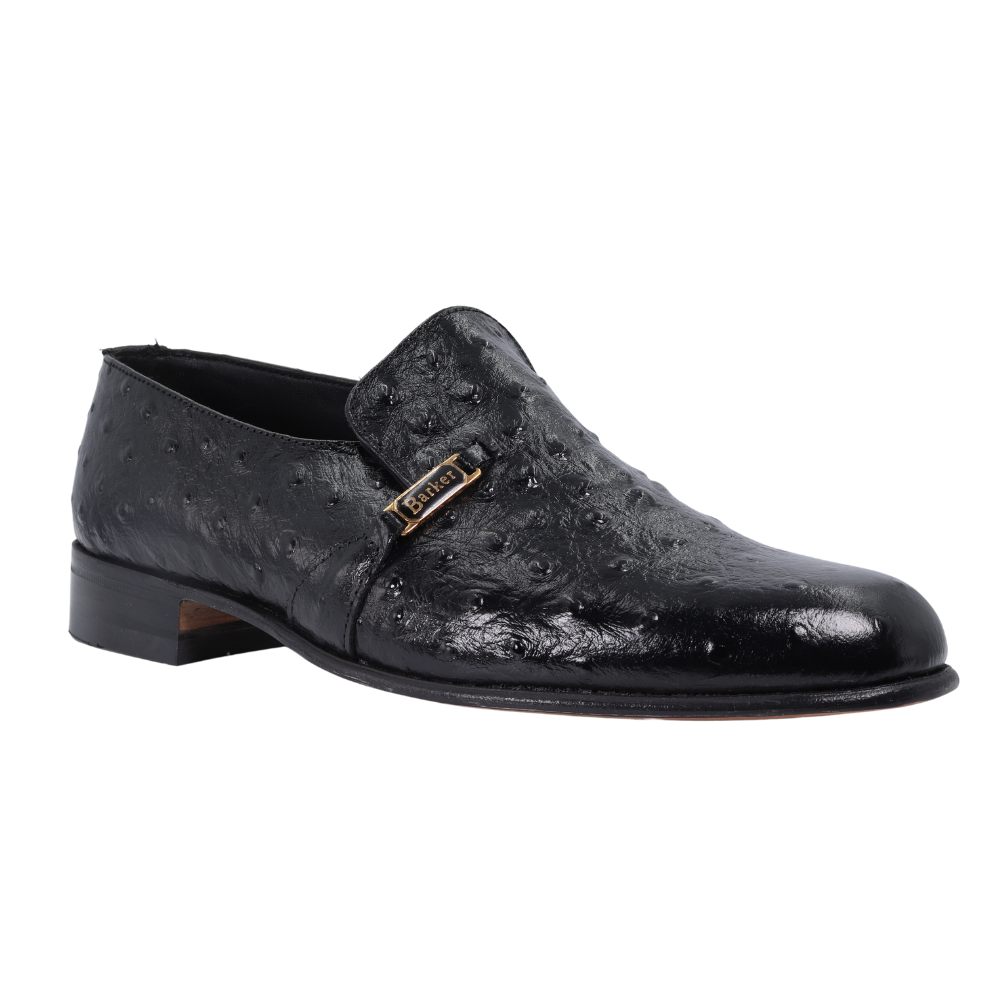 Men's genuine leather Barker moccasin/ loafer slip-on formal shoe or footwear in black available in-store, 337 Monty Naicker Street, Durban CBD or online at Omar's Tailors & Outfitters online store.  A men's fashion curation for South African men - established in 1911.  (Calvin)