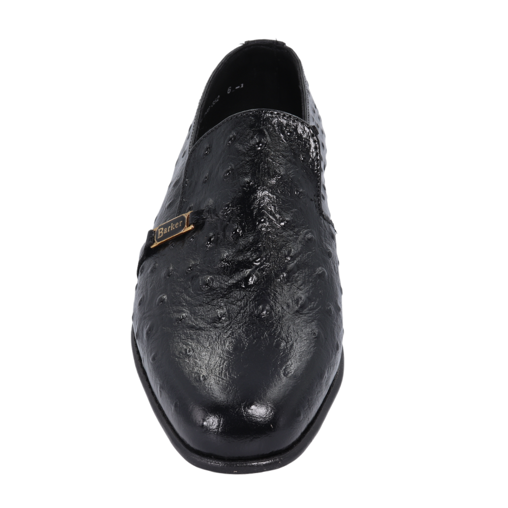 Men's genuine leather Barker moccasin/ loafer slip-on formal shoe or footwear in black available in-store, 337 Monty Naicker Street, Durban CBD or online at Omar's Tailors & Outfitters online store.  A men's fashion curation for South African men - established in 1911.  (Calvin)