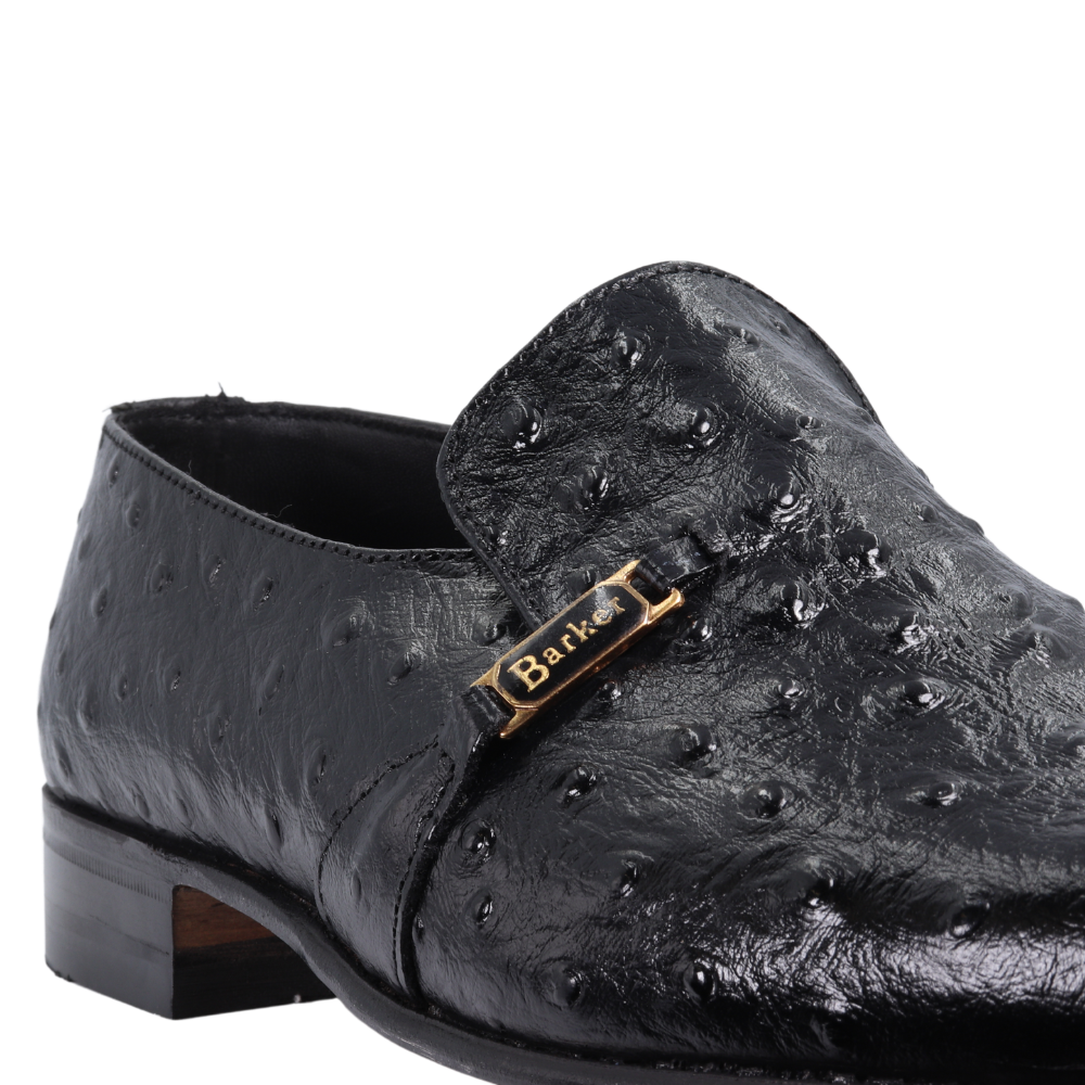 Men's genuine leather Barker moccasin/ loafer slip-on formal shoe or footwear in black available in-store, 337 Monty Naicker Street, Durban CBD or online at Omar's Tailors & Outfitters online store.  A men's fashion curation for South African men - established in 1911.  (Calvin)