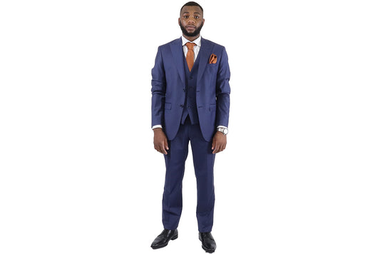 Bagozza 3-Piece Suit - Blue Pin Stripe (100% Wool)