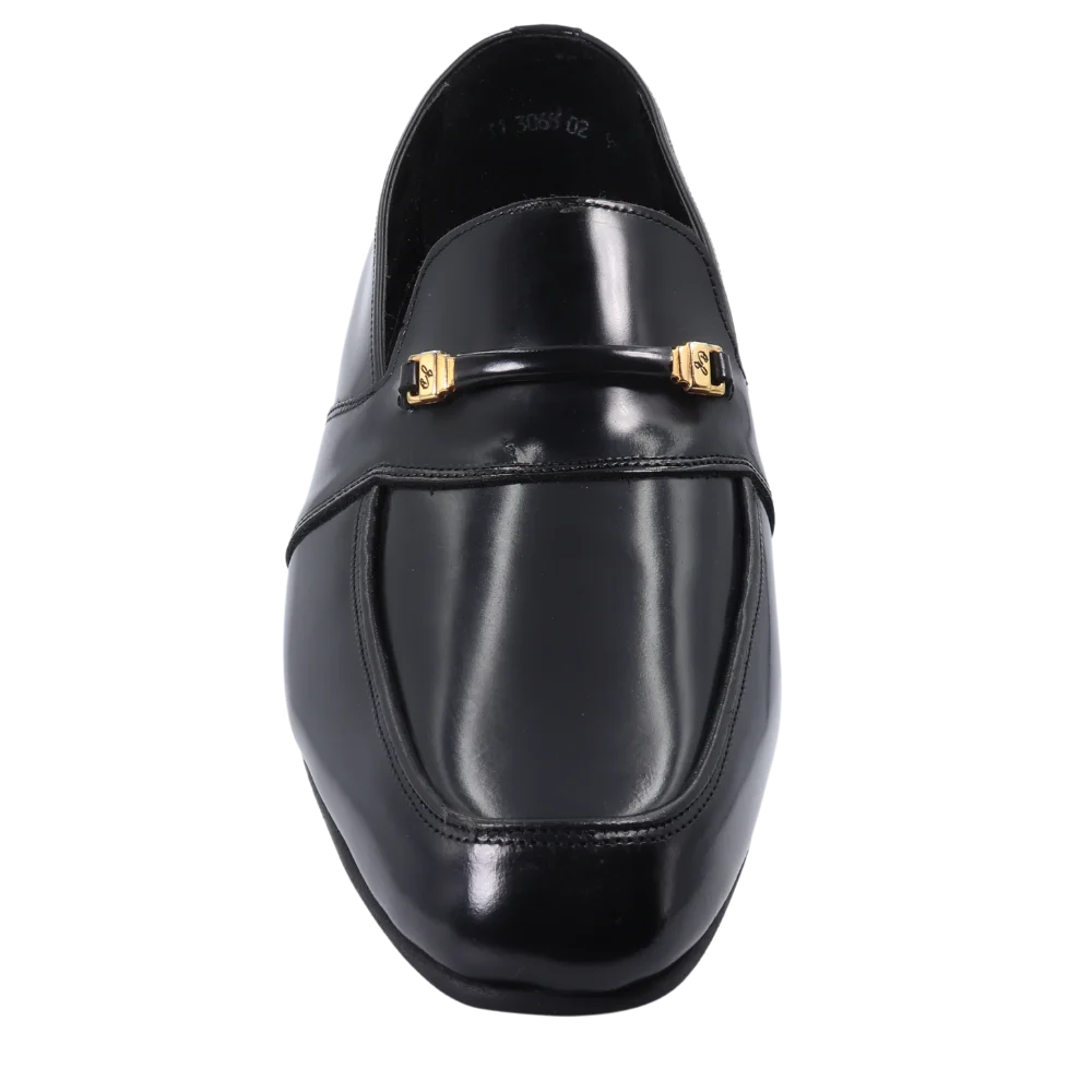 Men's genuine leather upper John Drake Moccasin/ slip-on/ loafer formal shoe in black available in store, 337 Monty Naicker Street, Durban CBD or online at Omar's Tailors & Outfitters online store.