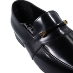 Men's genuine leather upper John Drake Moccasin/ slip-on/ loafer formal shoe in black available in store, 337 Monty Naicker Street, Durban CBD or online at Omar's Tailors & Outfitters online store.