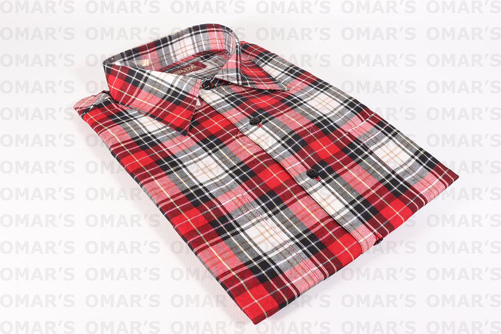 Navada Long Sleeve Shirt - Red & White Checkered