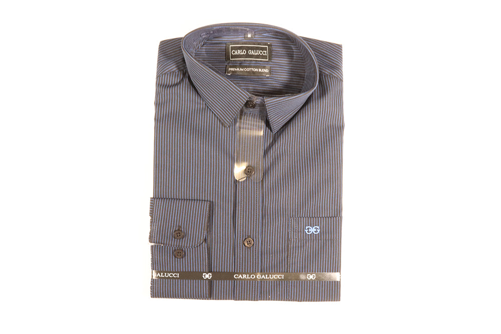 Men's Carlo Galucci Stripe Long Sleeve Shirt - Blue