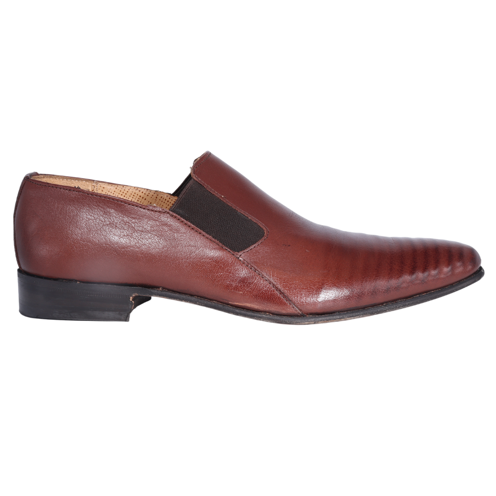 Men's Crockett & Jones genuine leather upper & soles slip-on formal/ dress shoes in brown/ teak available in-store, 337 Monty Naicker Street, Durban CBD or online at Omar's Tailors & Outfitters online store.
