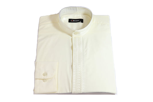 Lorenzini Shirt - Cream (Long Sleeve with Chinese Collar)