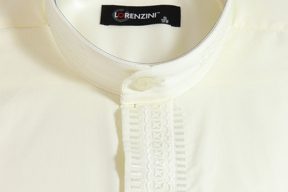 Lorenzini Shirt - Cream (Long Sleeve with Chinese Collar)