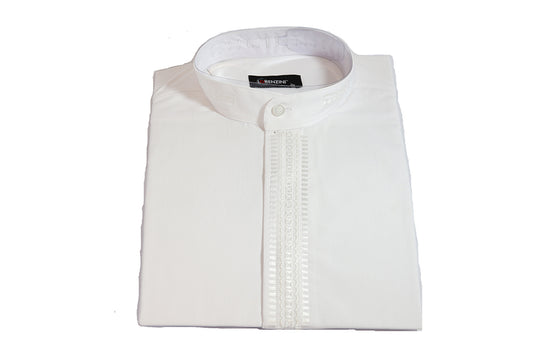 Lorenzini Shirt - White (Long Sleeve with Chinese Collar)