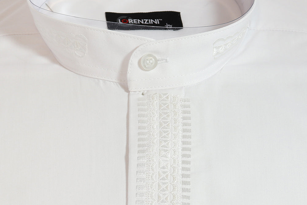 Lorenzini Shirt - White (Long Sleeve with Chinese Collar)