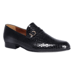 Men's genuine leather John Drake moccasin/ loafer in black with a weave finish available in store, 337 Monty Naicker Street, Durban or online at Omar's Tailors & Outfitters online store.  A men's fashion curation for South African men - established in 1911.  (36973)