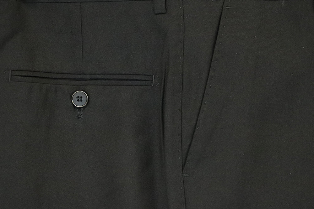 Marco Slim Fit Trousers - Black Plain Front